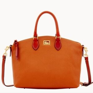 🔥NEW w/tags Dooney & Bourke Dillen Satchel In Caramel Pebbled Leather, Gold